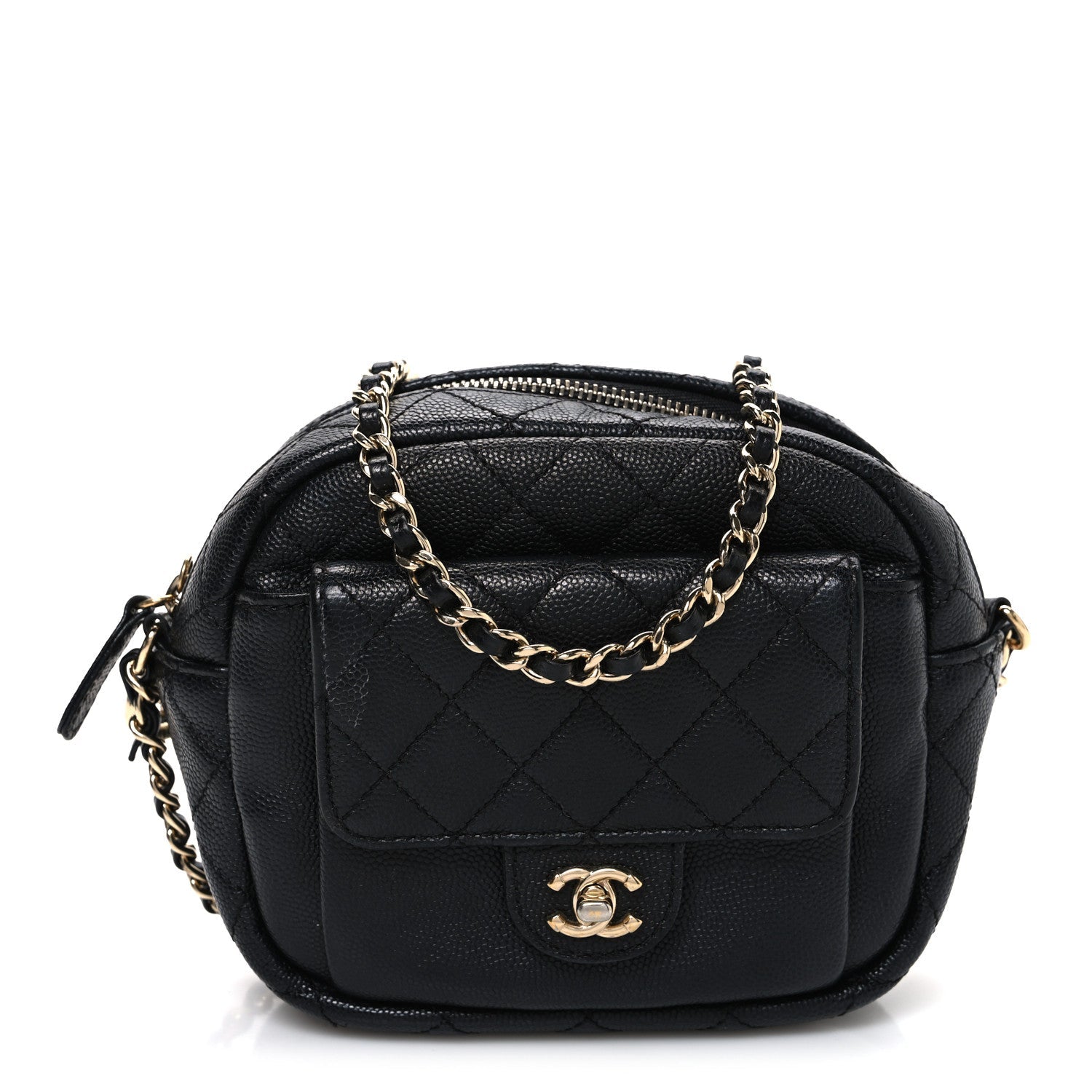 Chanel Caviar Quilted CC Day Camera Case Black