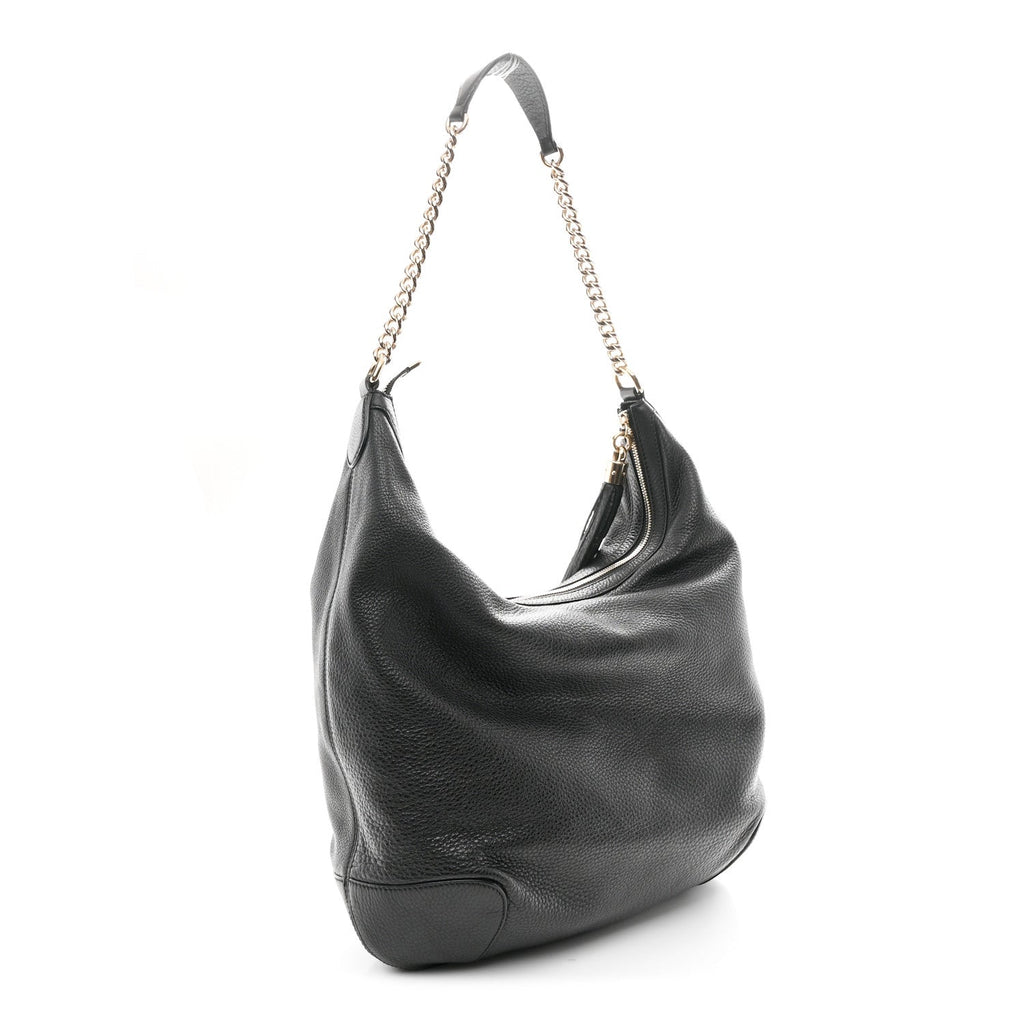 Gucci Pebbled Calfskin Medium Soho Chain Hobo Black
