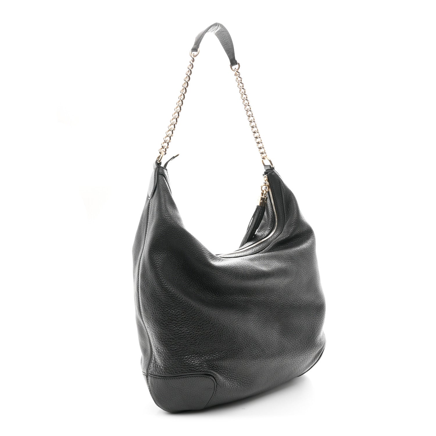 Gucci Pebbled Calfskin Medium Soho Chain Hobo Black