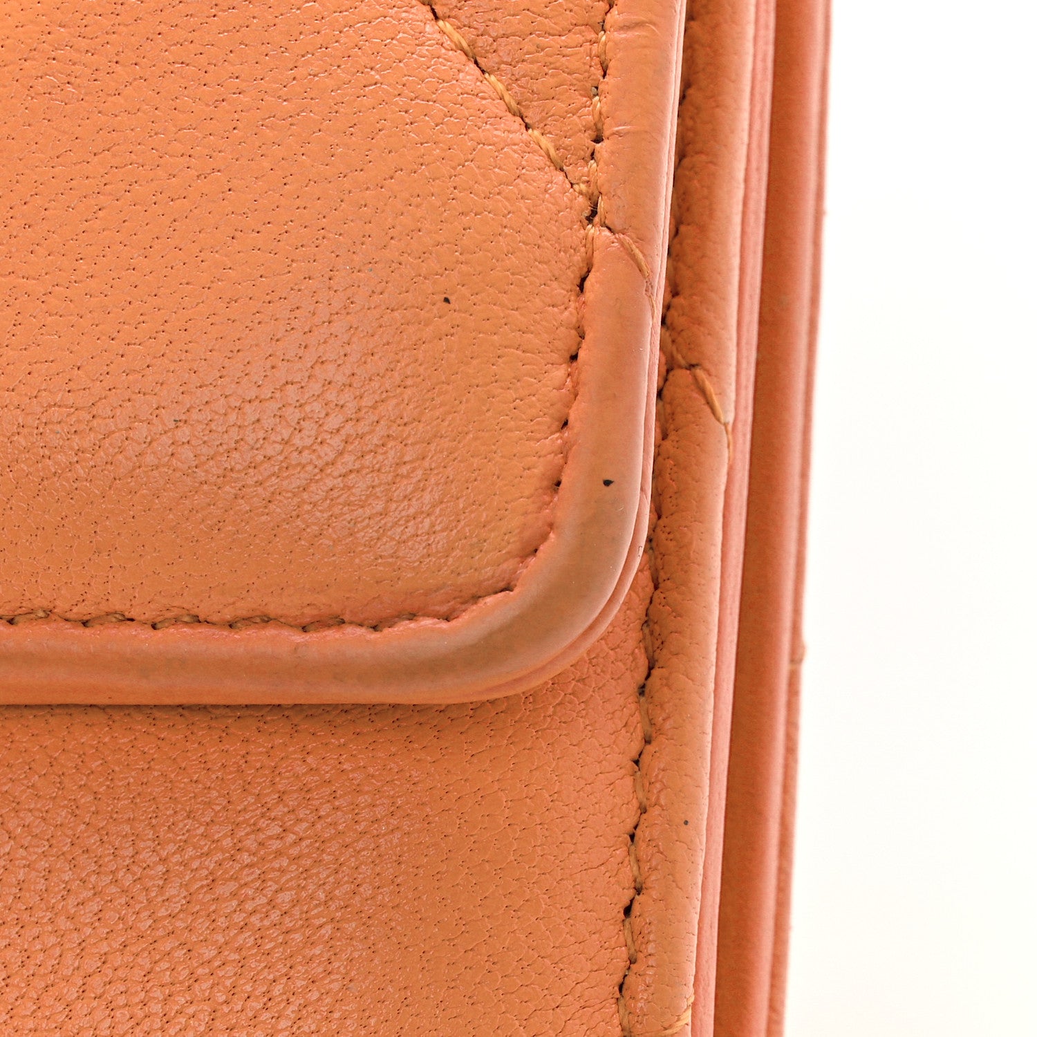 Goatskin Quilted Small Chanel 19 Flap Wallet Orange