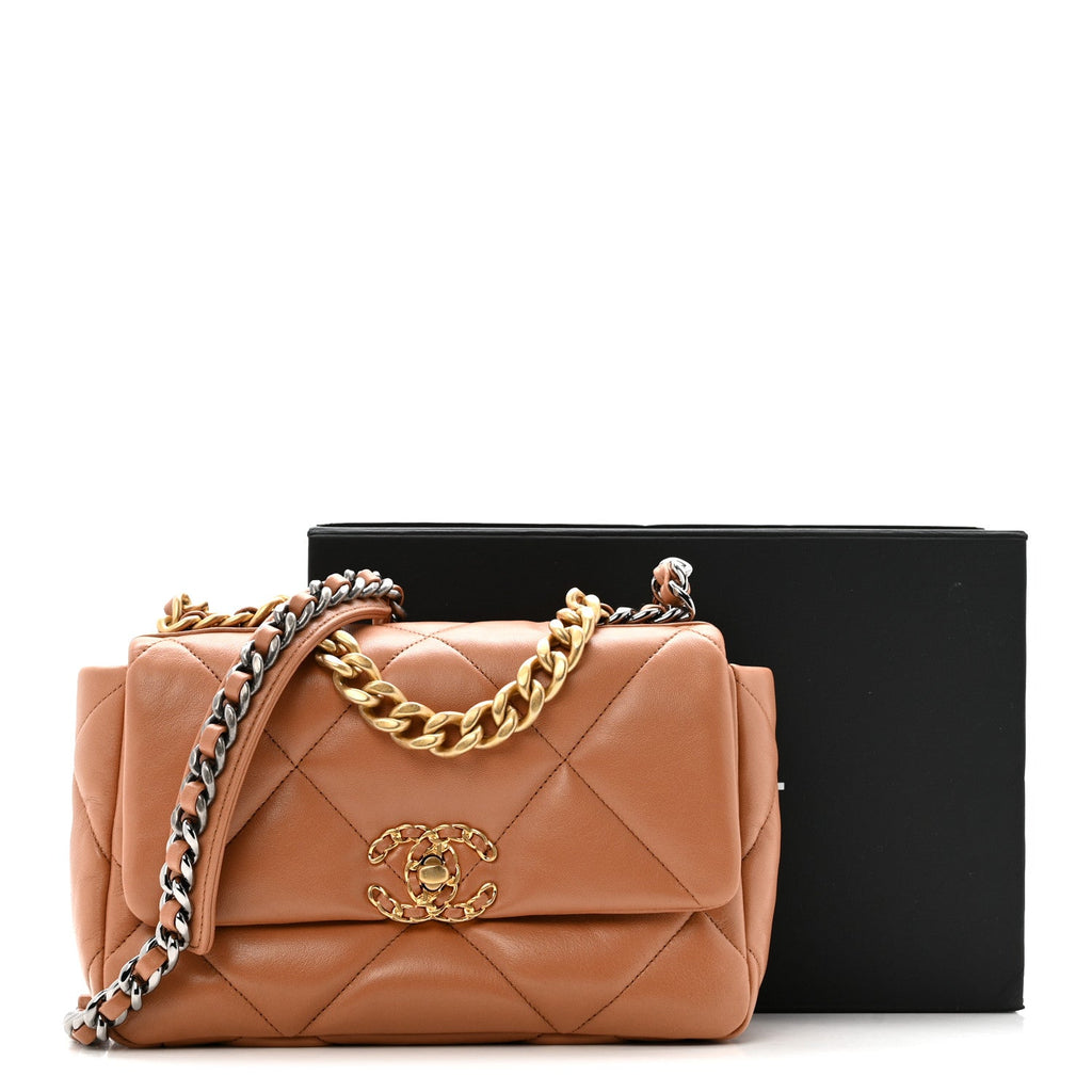 Chanel Lambskin Quilted Medium Chanel 19 Flap Brown
