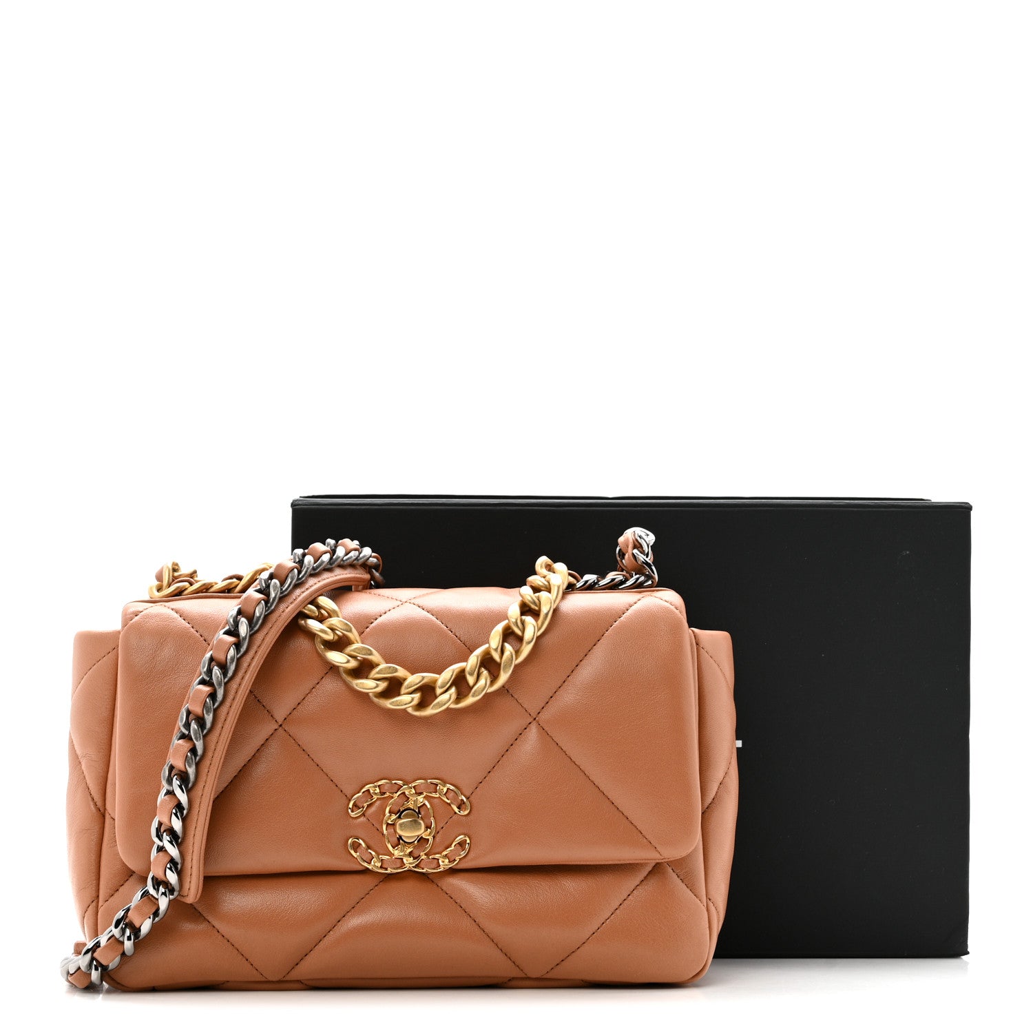 Chanel Lambskin Quilted Medium Chanel 19 Flap Brown