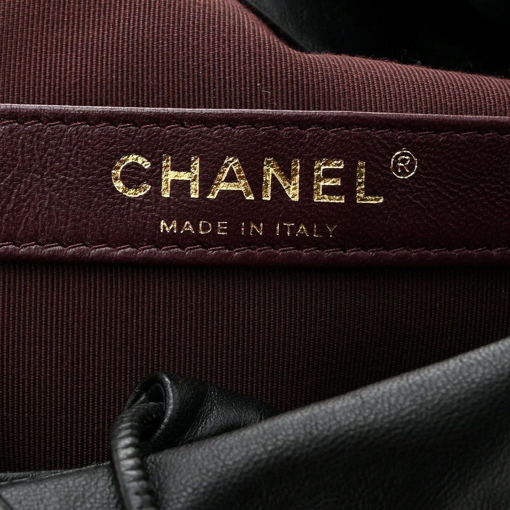 Chanel Lambskin Bucket Chain Drawstring Bag Black