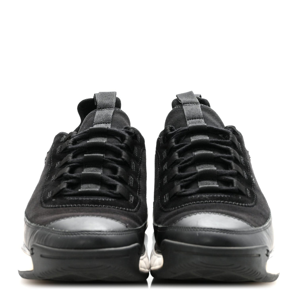 Chanel Velvet Calfskin Mixed Fibers Mens CC Sneakers 41 Black