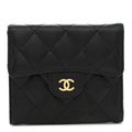 Caviar Quilted Compact Flap Wallet Black