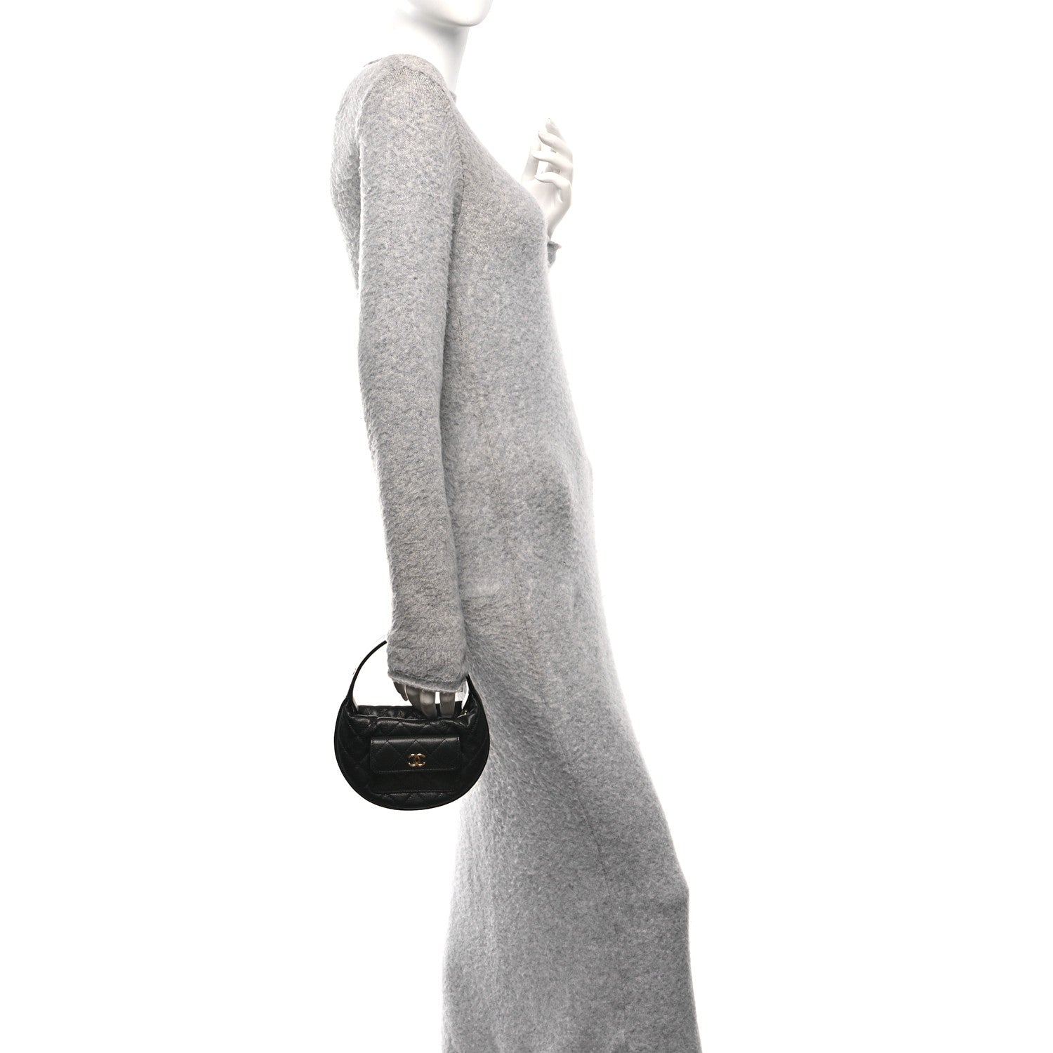Chanel Caviar Quilted Polly Pocket Pouch Hobo Black