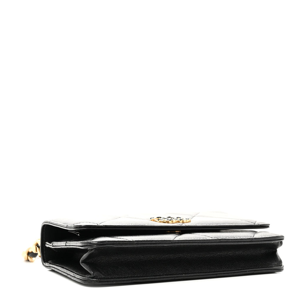 Chanel Lambskin Quilted Chanel 19 Wallet On Chain WOC Black