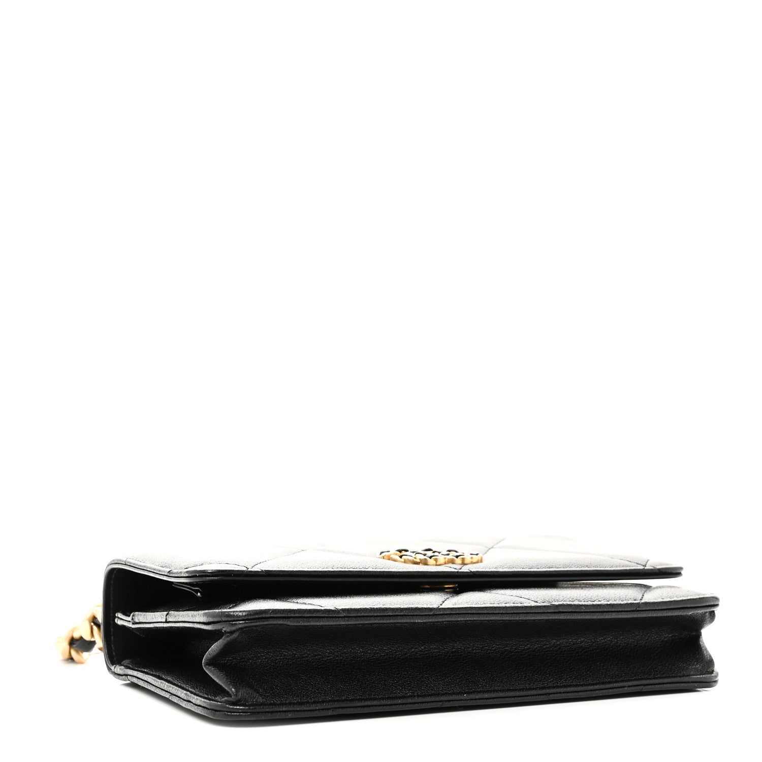 Chanel Lambskin Quilted Chanel 19 Wallet On Chain WOC Black