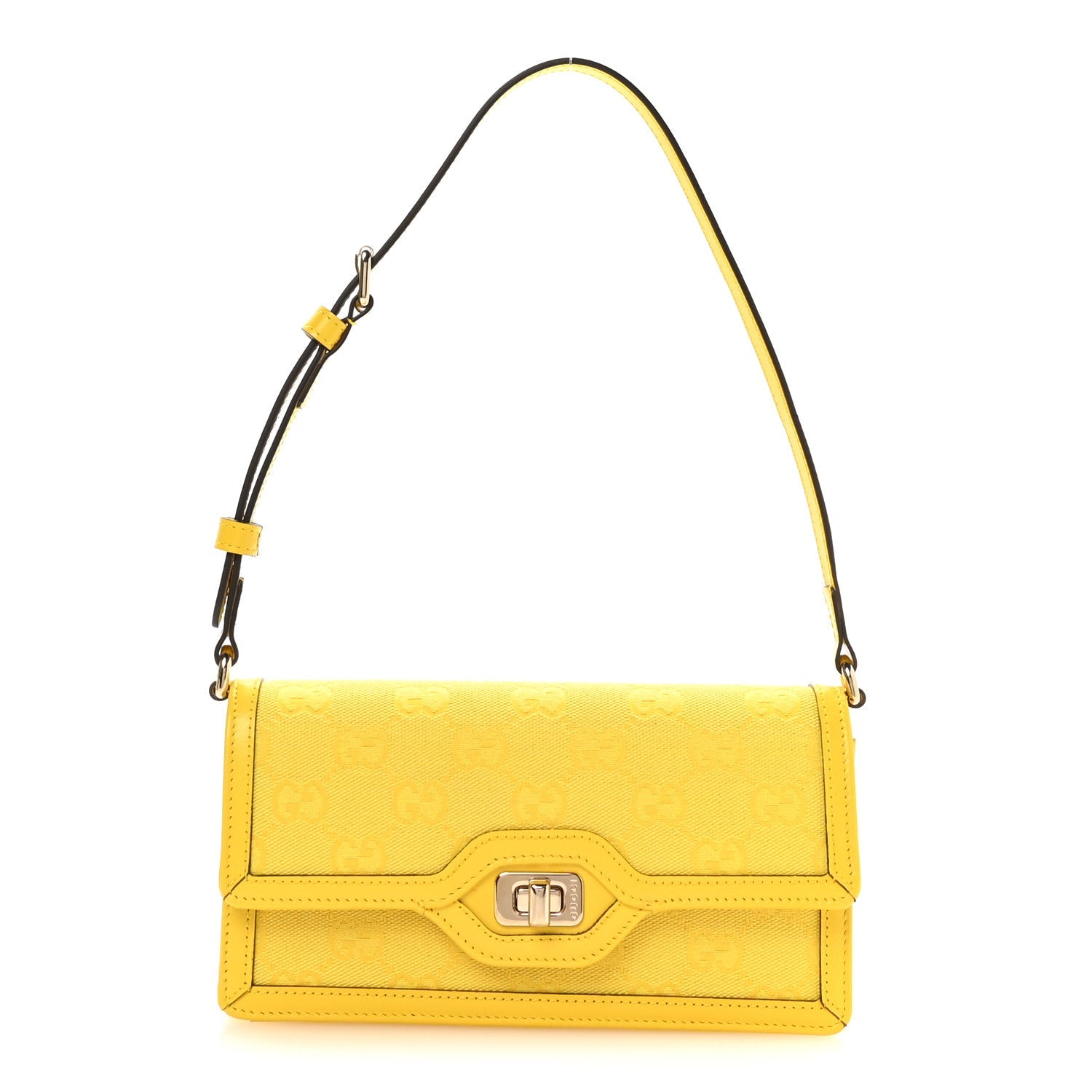 Gucci GG Monogram Scratch Lux Calfskin Mini Luce Shoulder Bag Yellow