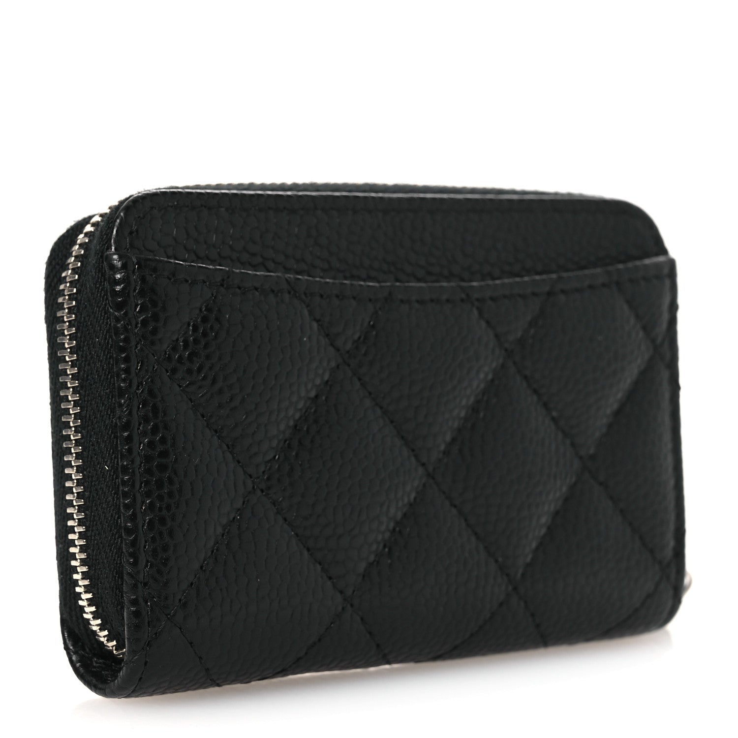 Caviar Quilted Zip Coin Purse Black