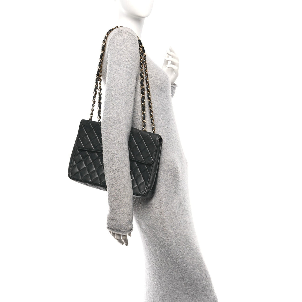 Chanel Lambskin Quilted XL Jumbo Single Flap Black