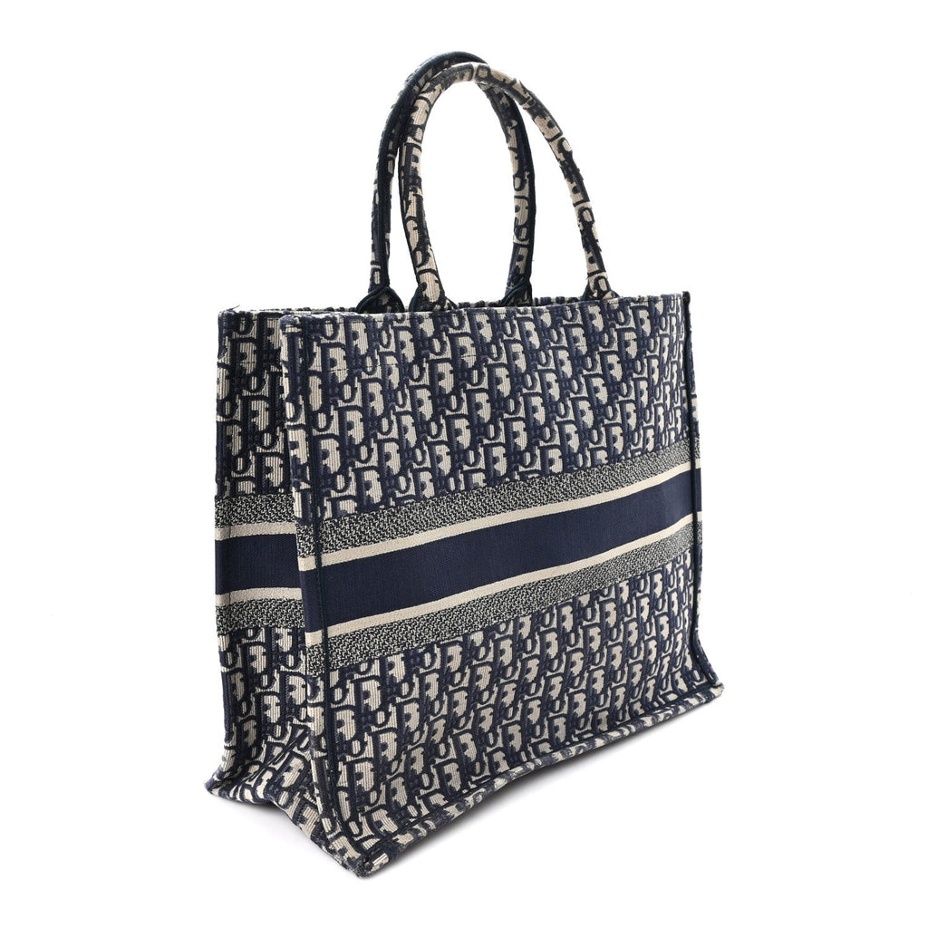 Christian Dior Oblique Large Book Tote Blue Multicolor