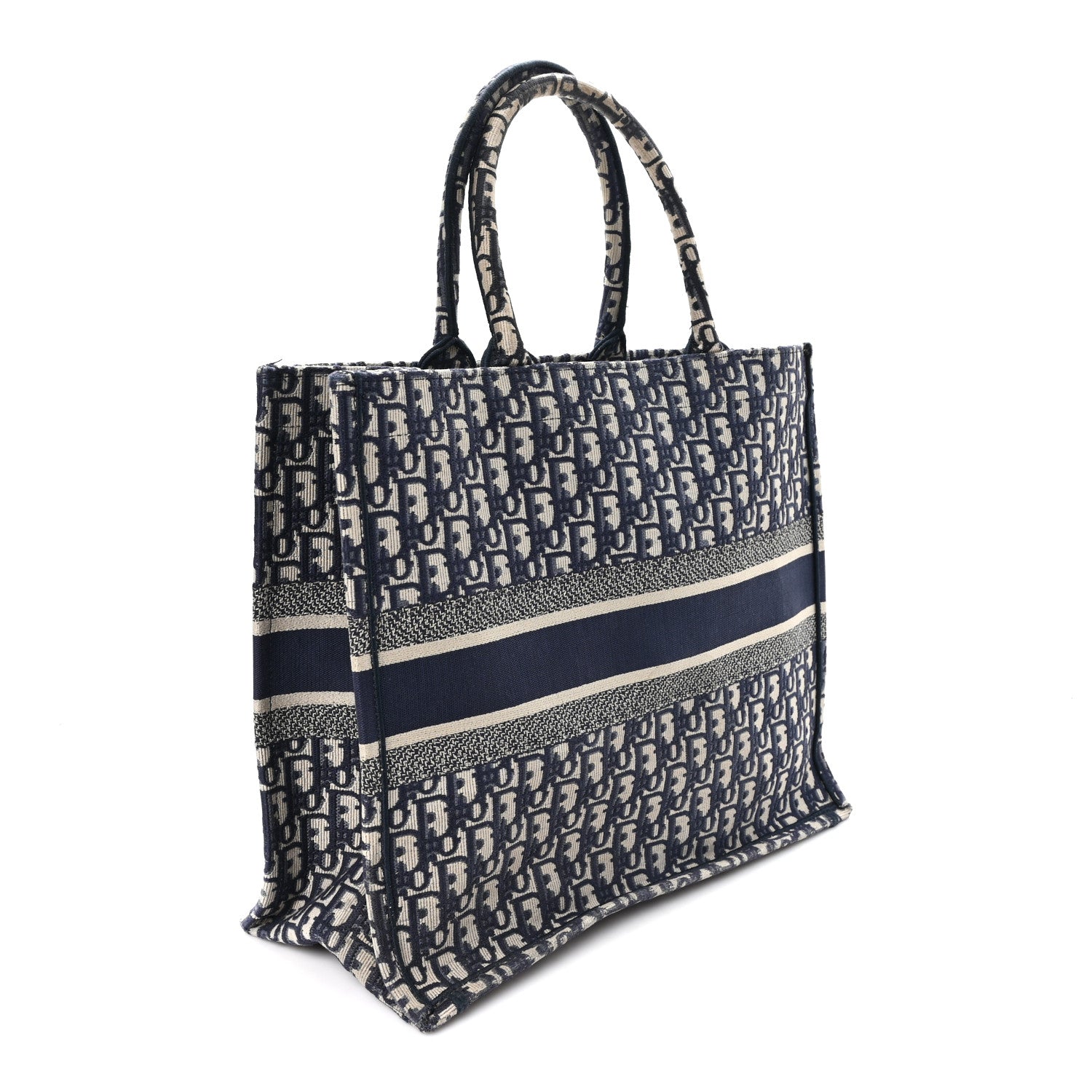 Christian Dior Oblique Large Book Tote Blue Multicolor