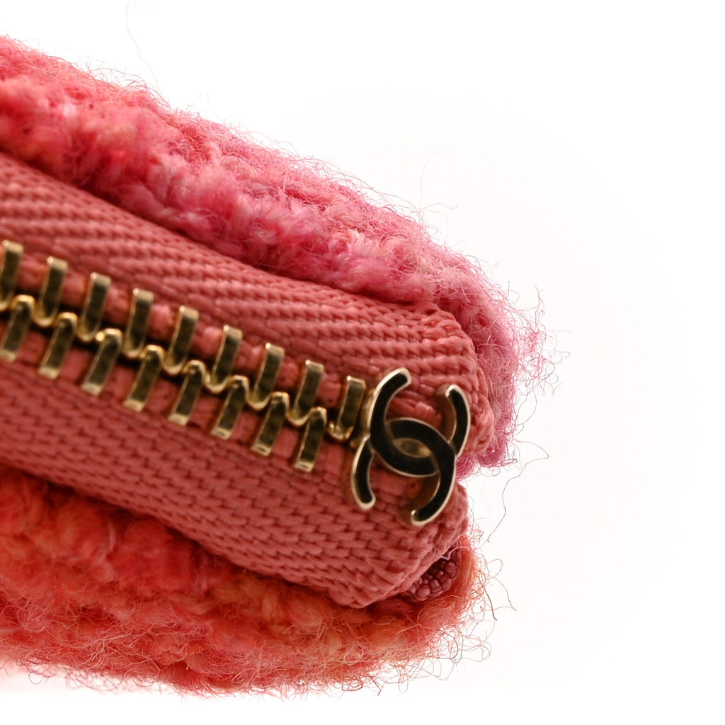 Chanel Tweed Large Chanel 19 Cosmetic Case Coral Pink