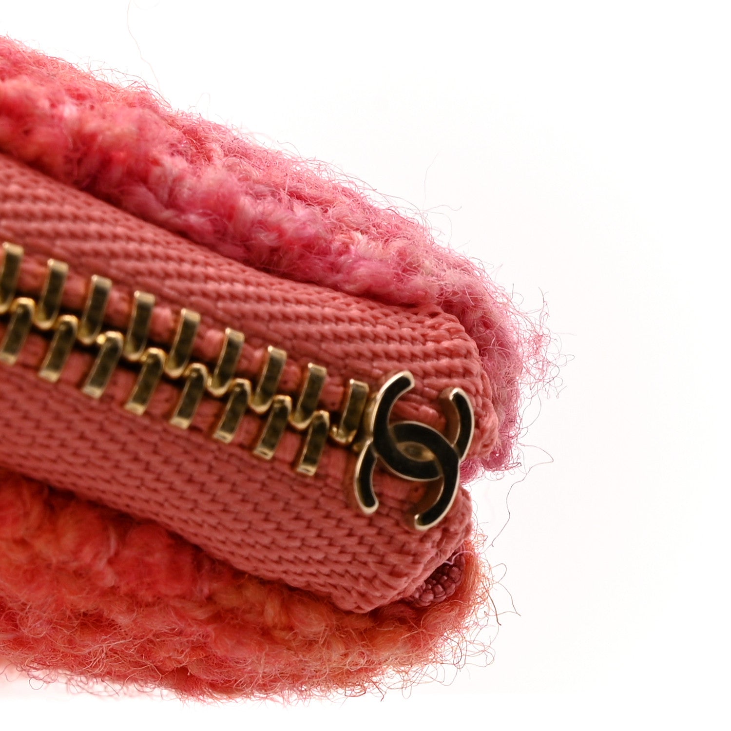 Chanel Tweed Large Chanel 19 Cosmetic Case Coral Pink