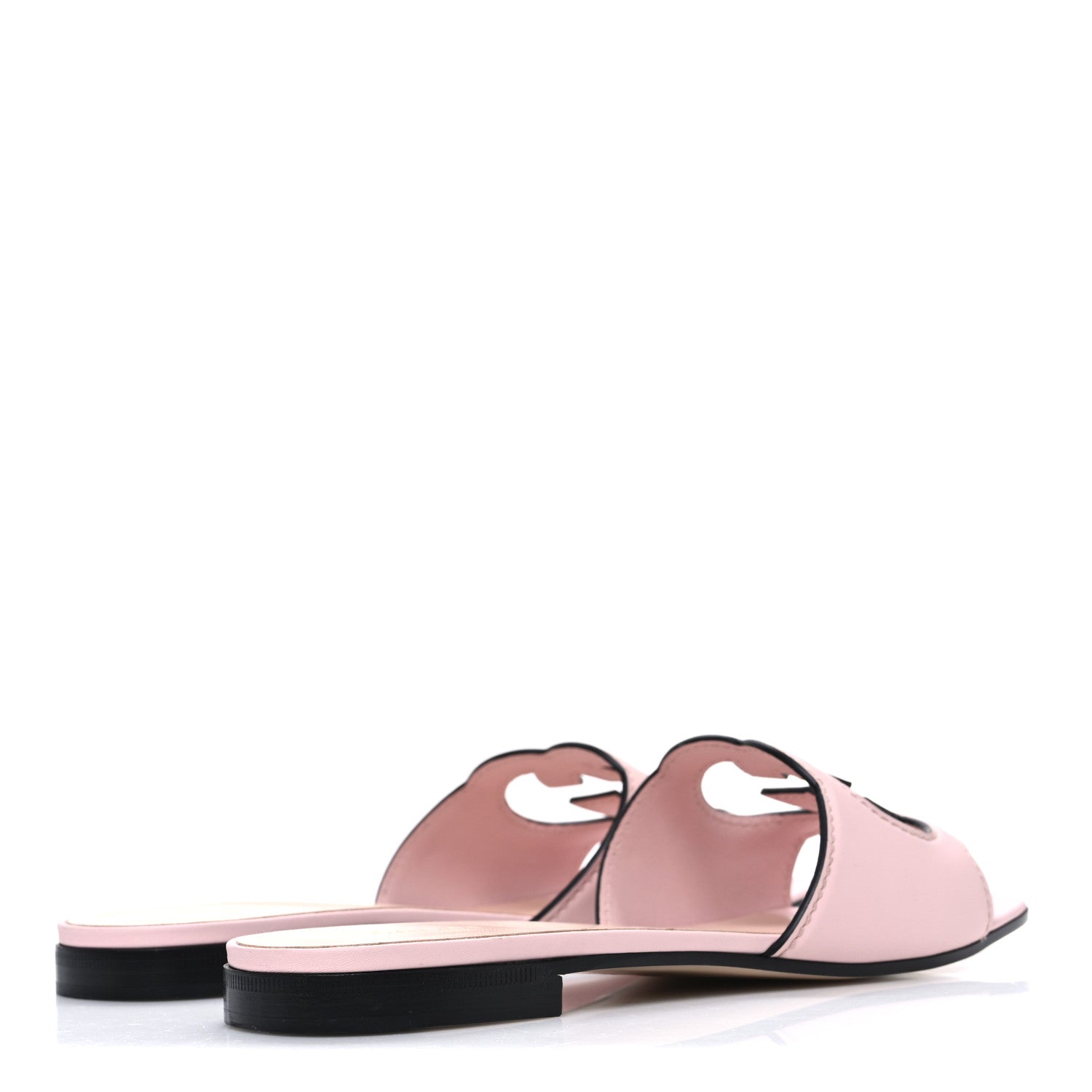 Gucci Cosmos Softy Calfskin Interlocking G Cut Out Slide Sandals 40 Pastel Pink