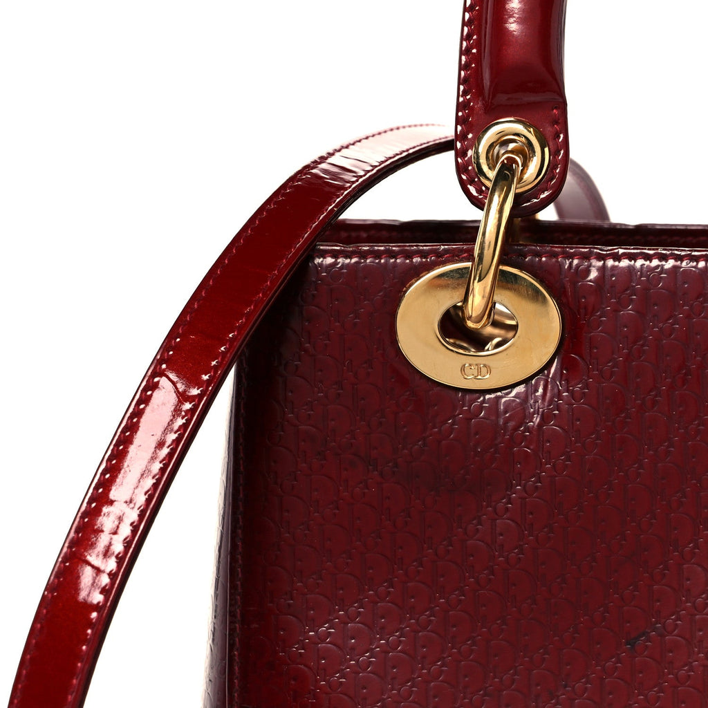 Christian Dior Patent Diorissimo Medium Lady Dior Burgundy Red