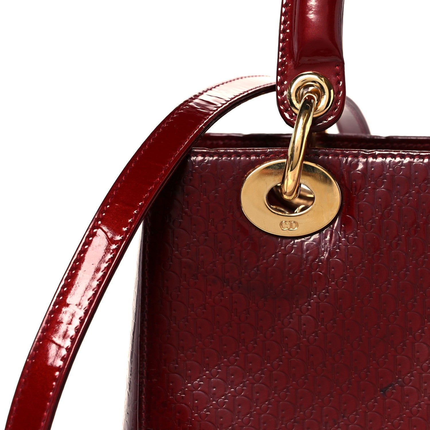 Christian Dior Patent Diorissimo Medium Lady Dior Burgundy Red