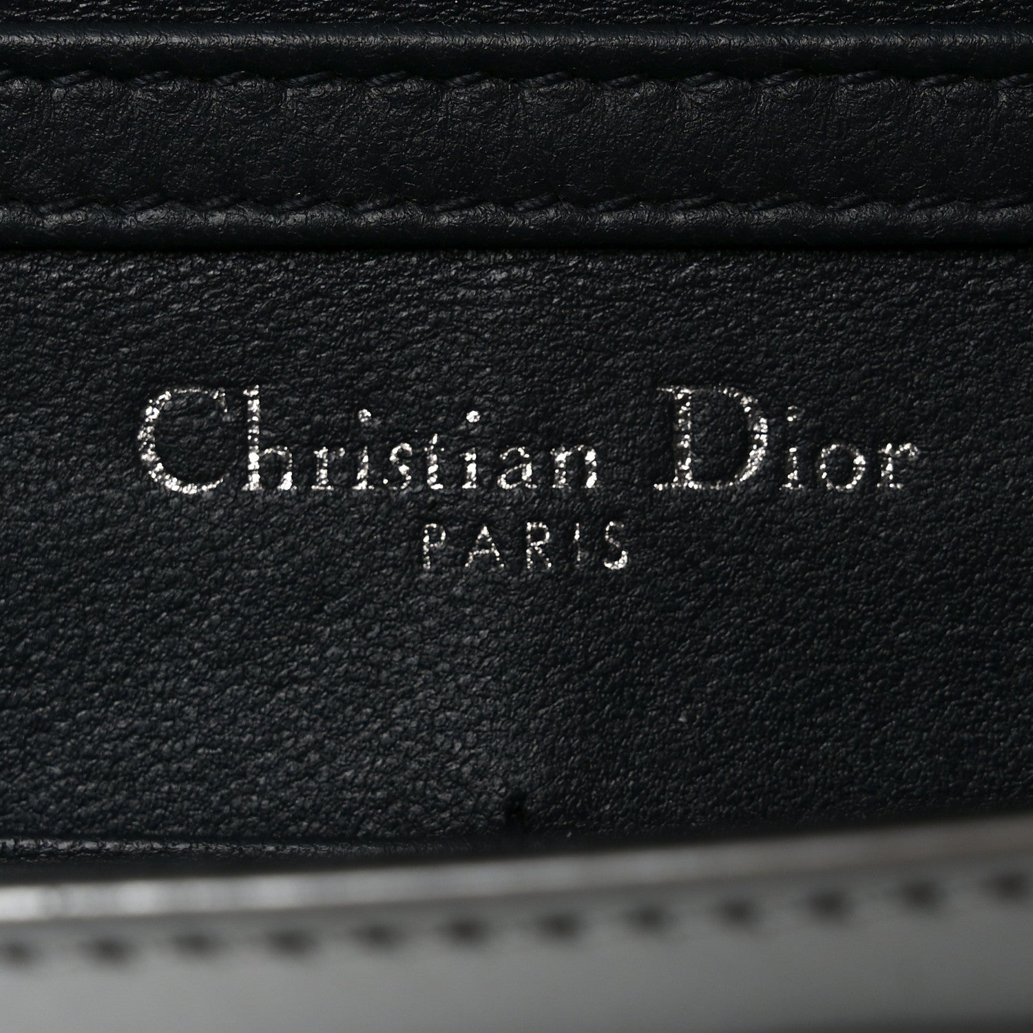 Christian Dior Metallic Patent Micro-Cannage Diorama Wallet on Chain Pouch Silver
