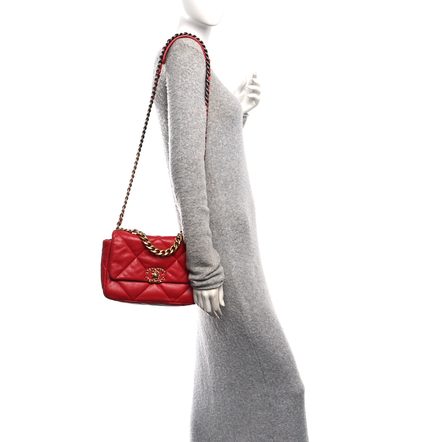 Chanel Lambskin Quilted Medium Chanel 19 Flap Red