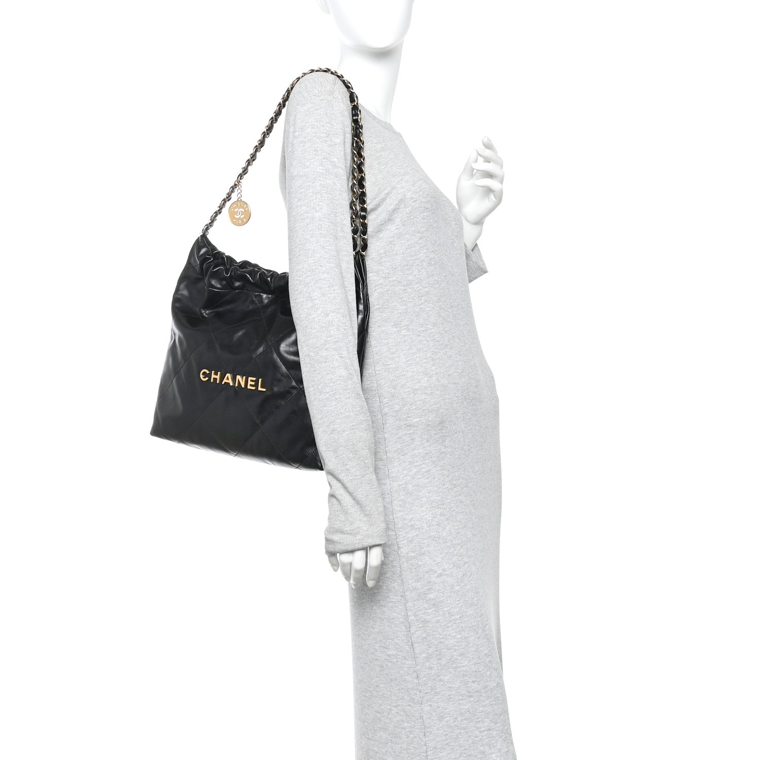 Chanel Shiny Calfskin Quilted Small Chanel 22 Black
