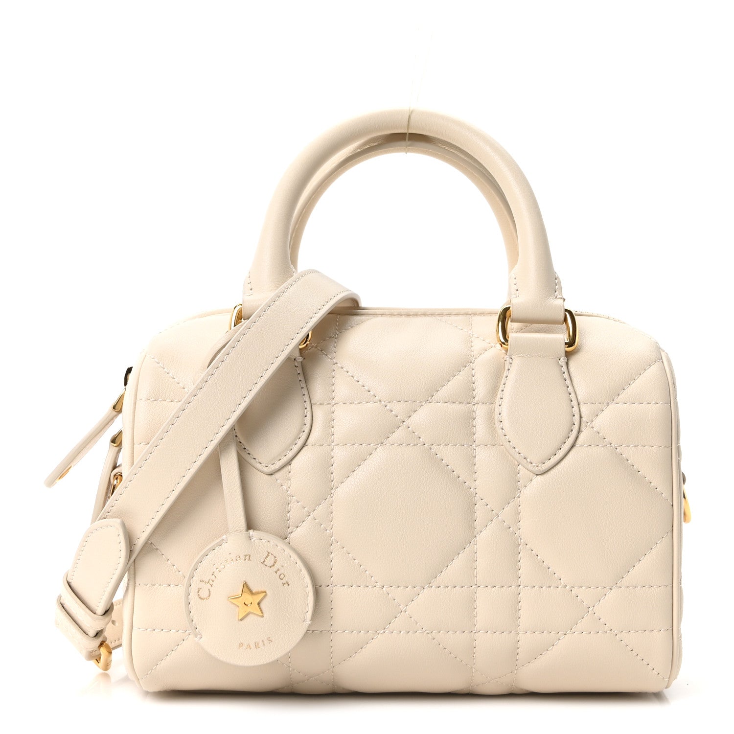 Christian Dior Calfskin Macrocannage Groove 20 Bag Dusty Ivory