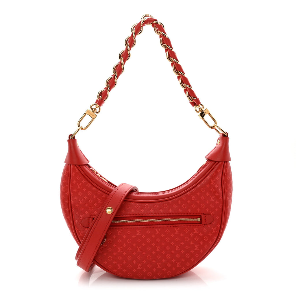 Louis Vuitton Calfskin Nanogram Embossed Loop PM Rouge
