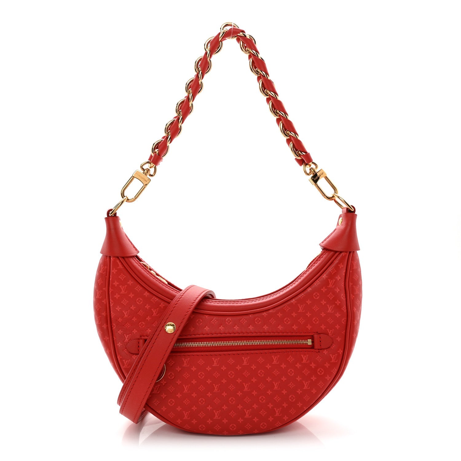 Louis Vuitton Calfskin Nanogram Embossed Loop PM Rouge