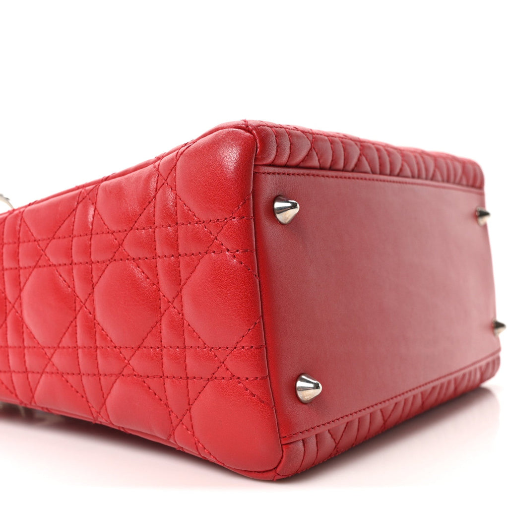 Christian Dior Lambskin Cannage Medium Lady Dior Red