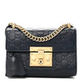 Gucci Guccissima Small Padlock Shoulder Bag Blue Agata