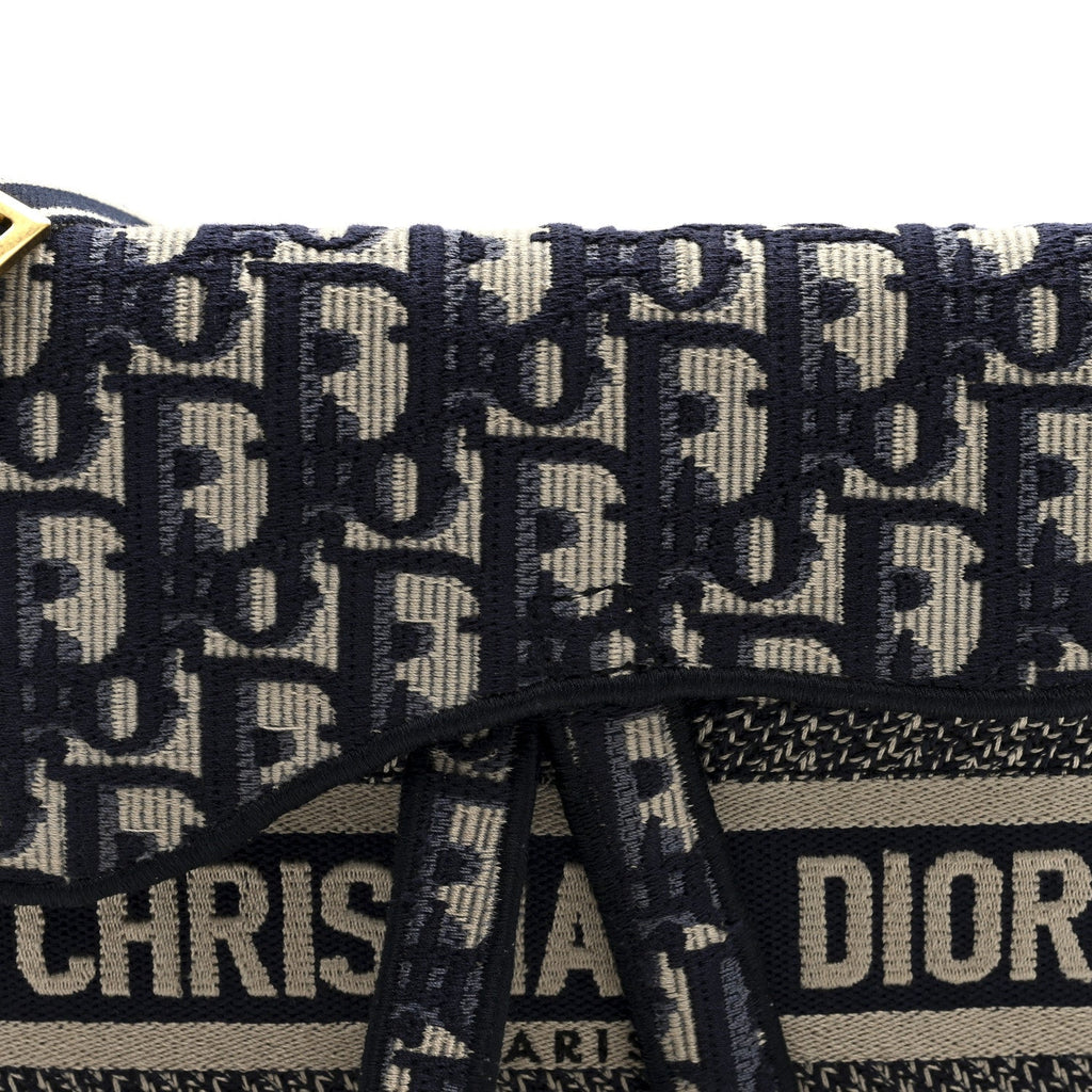 Christian Dior Oblique Slim Saddle Pouch Blue