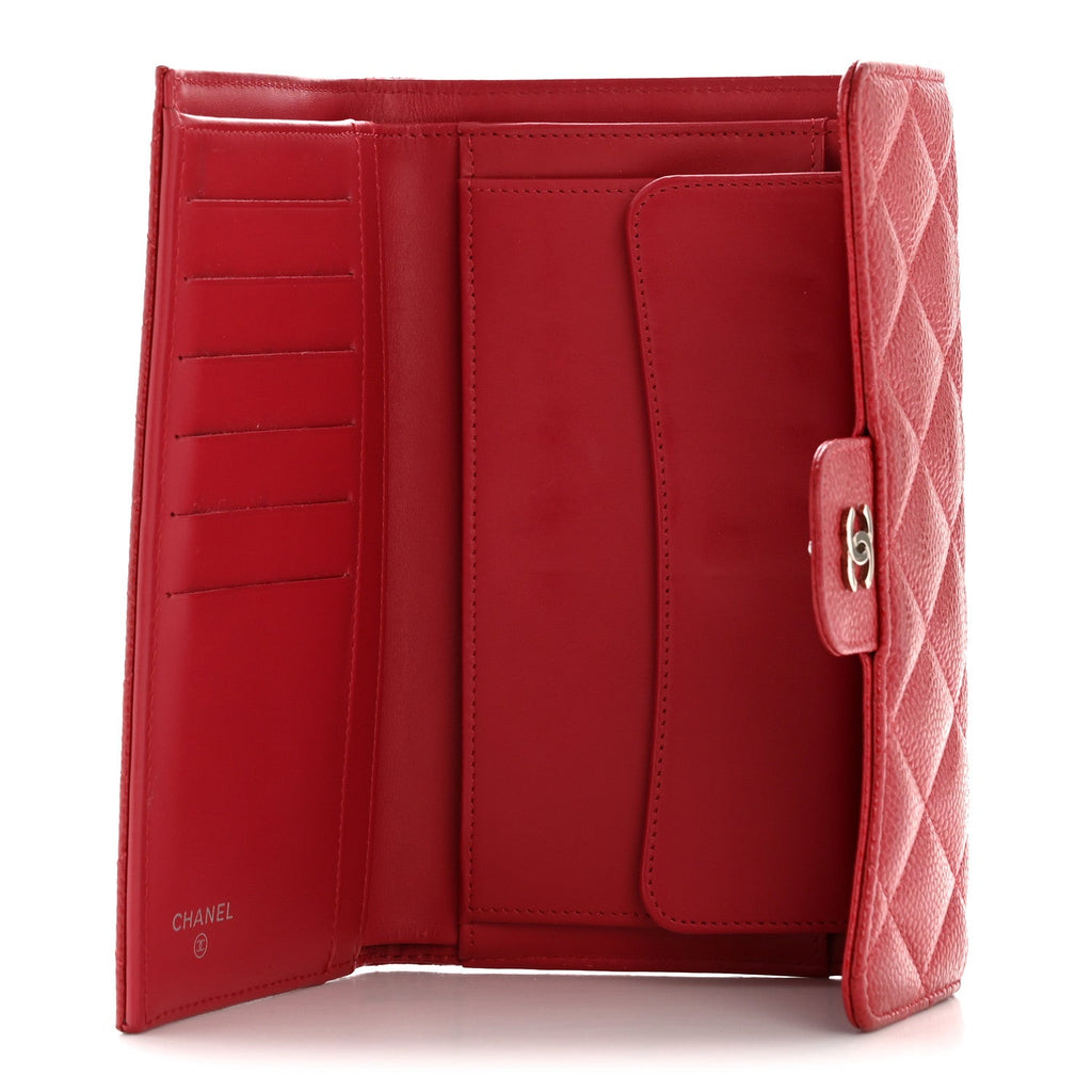 Caviar Quilted Large Flap Wallet Red