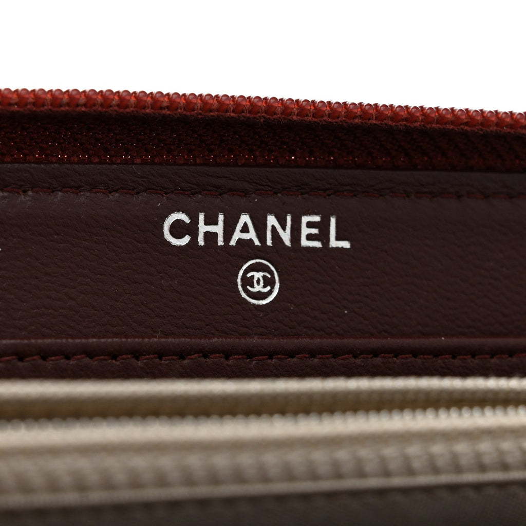 Lambskin Quilted Boy Zip Around Wallet Burgundy