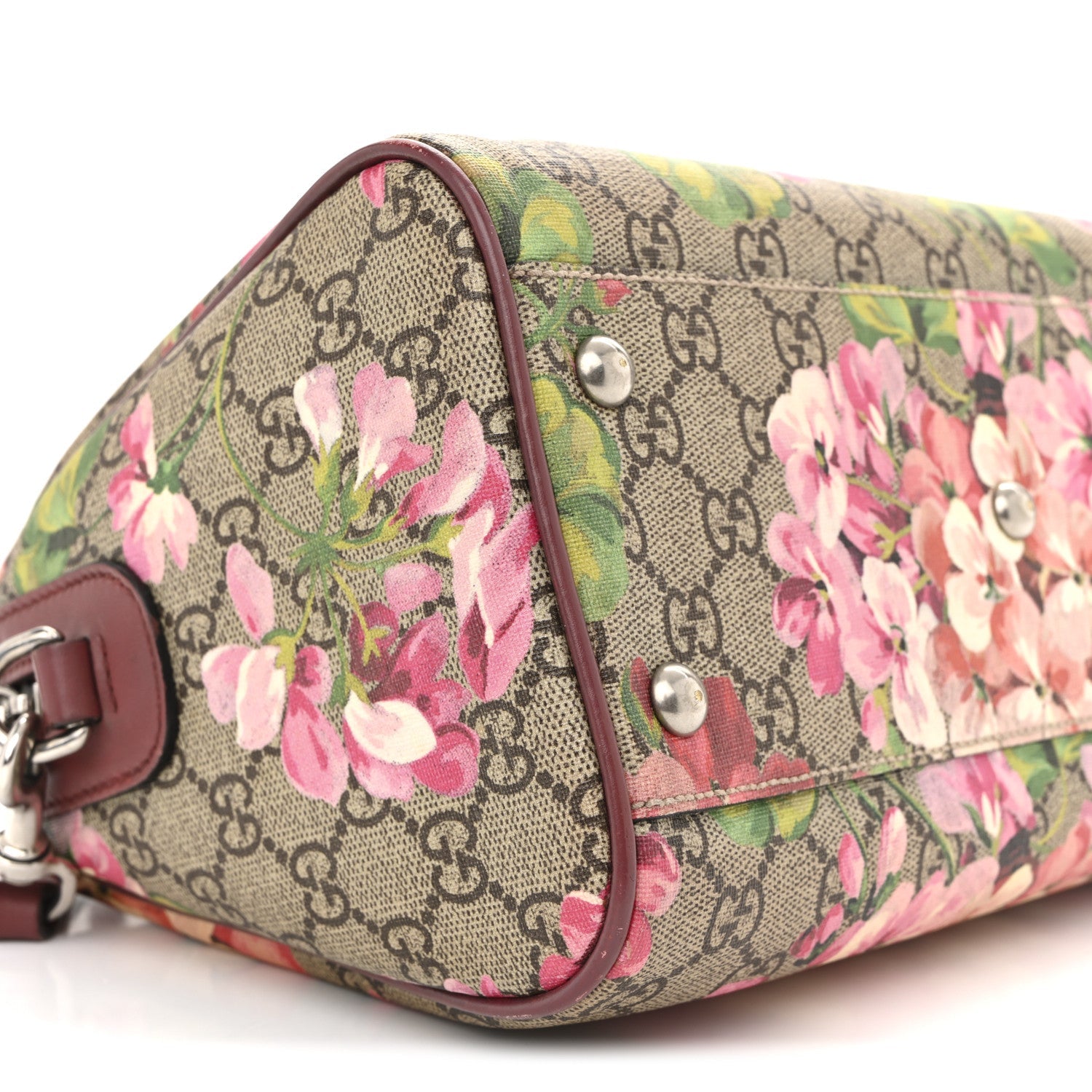 Gucci GG Supreme Monogram Blooms Small Boston Beige Multicolor Dry Rose