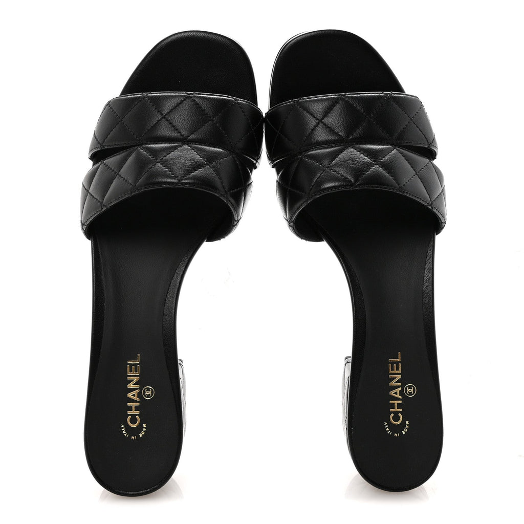 Lambskin Quilted Mules 40 Black