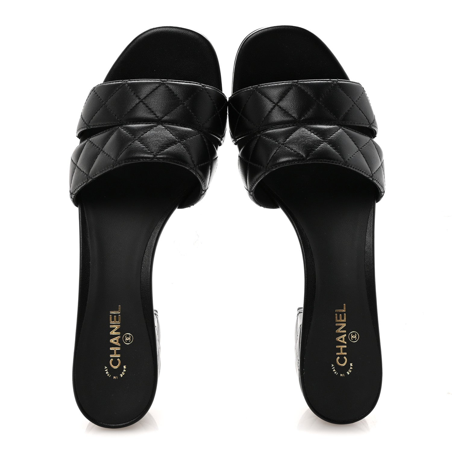 Lambskin Quilted Mules 40 Black