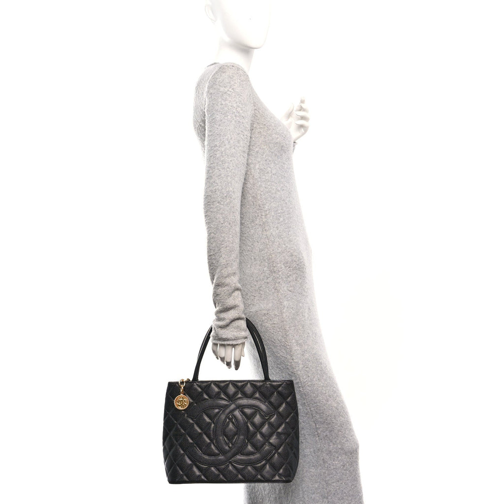 Chanel Caviar Quilted Medallion Tote Black
