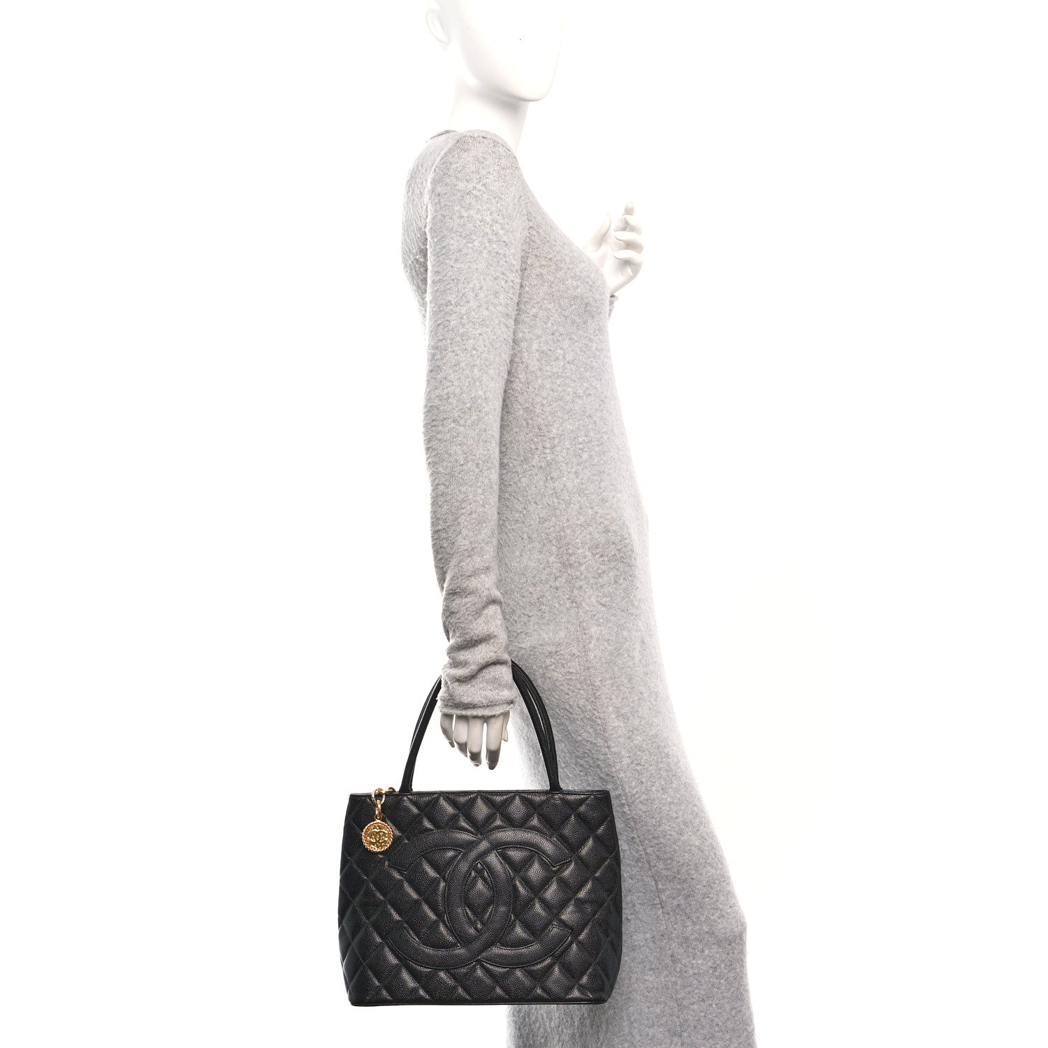 Chanel Caviar Quilted Medallion Tote Black