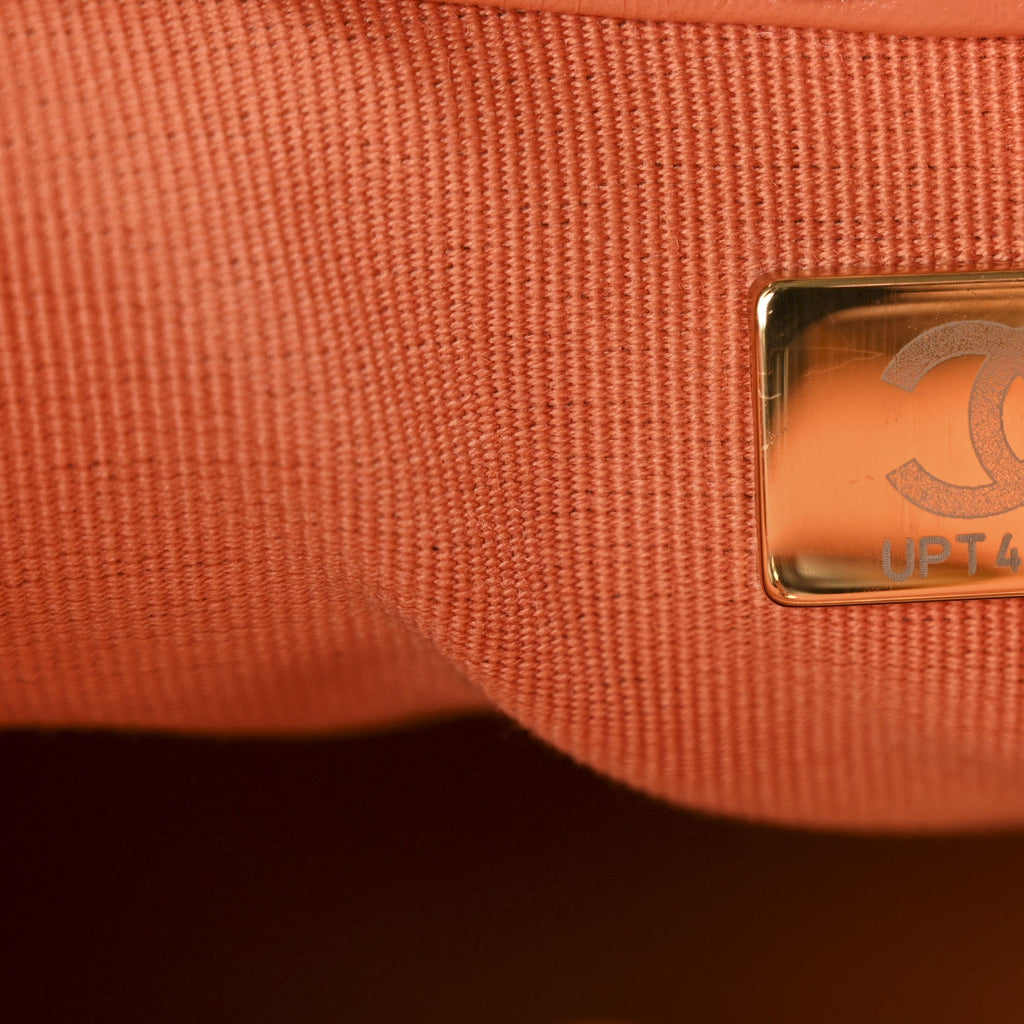 Chanel Shiny Crumpled Calfskin Quilted Mini 31 Shopping Bag Orange