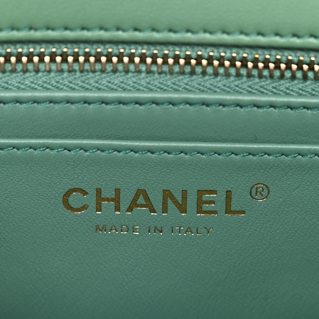 Chanel Lambskin Quilted Mini Rectangular Pearl Crush Flap Dark Green