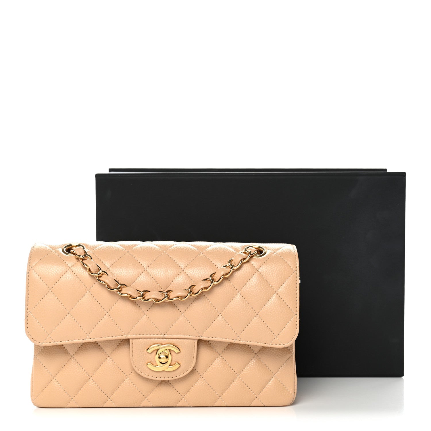 Chanel Caviar Quilted Small Double Flap Beige