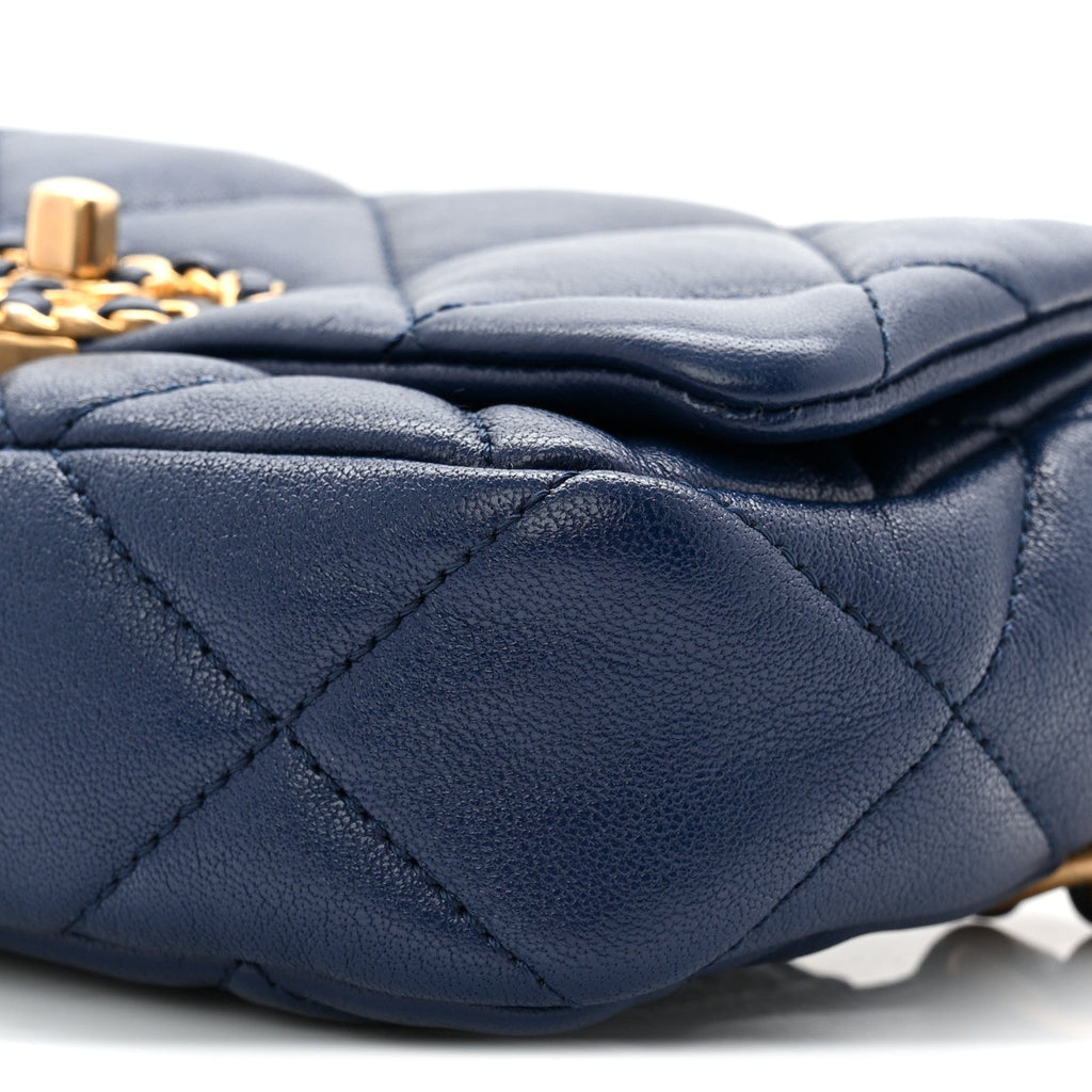 Chanel Goatskin Quilted Chanel 19 Waist Bag Dark Blue