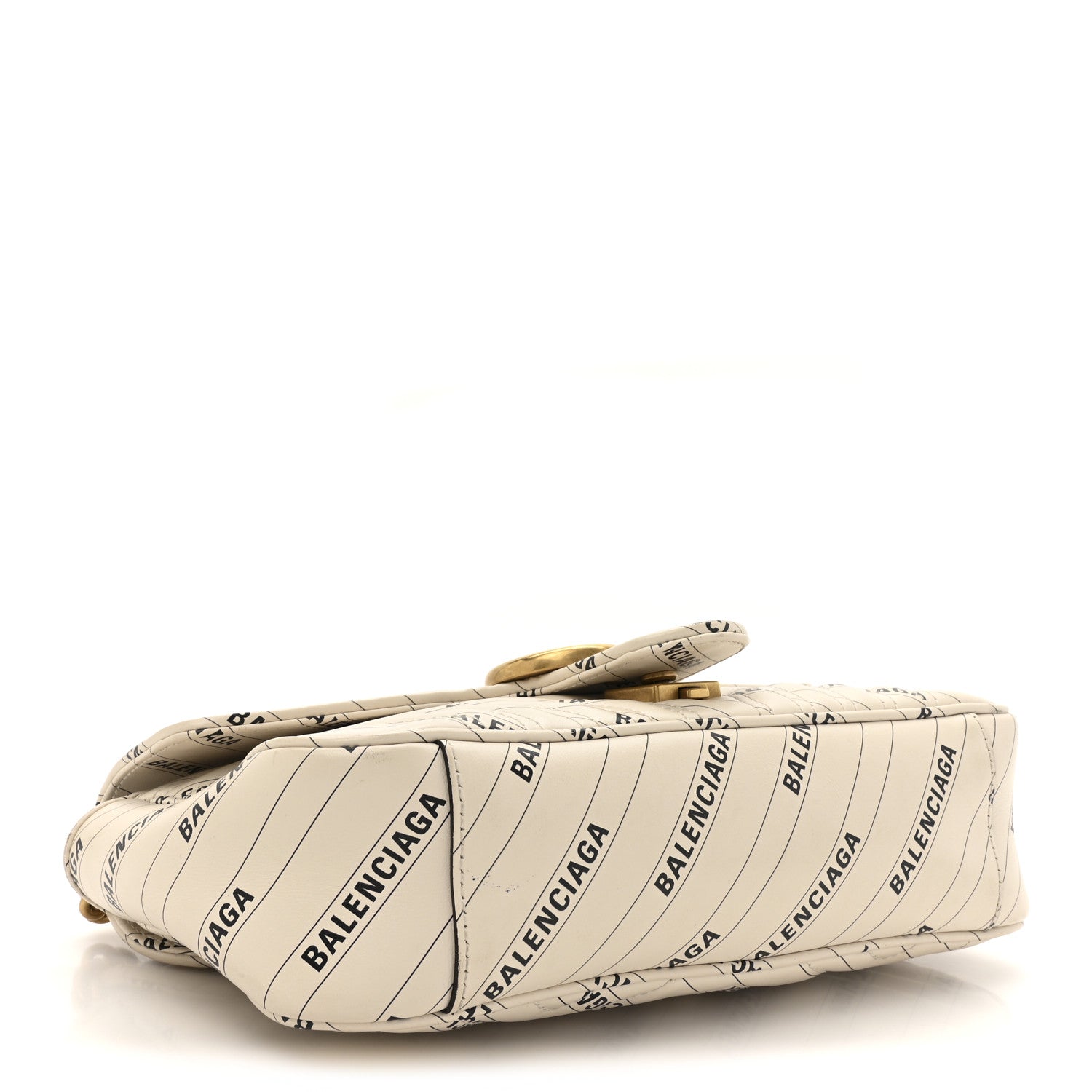Gucci X BALENCIAGA Calfskin Matelasse Logo Print Small GG Marmont Shoulder Bag White