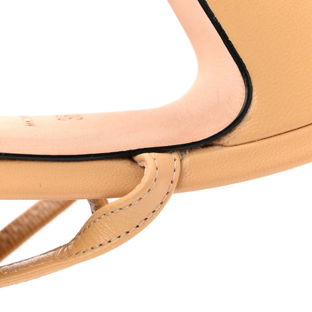 Goatskin Grosgrain Cap Toe CC Slingback Pumps 36.5 Beige Black