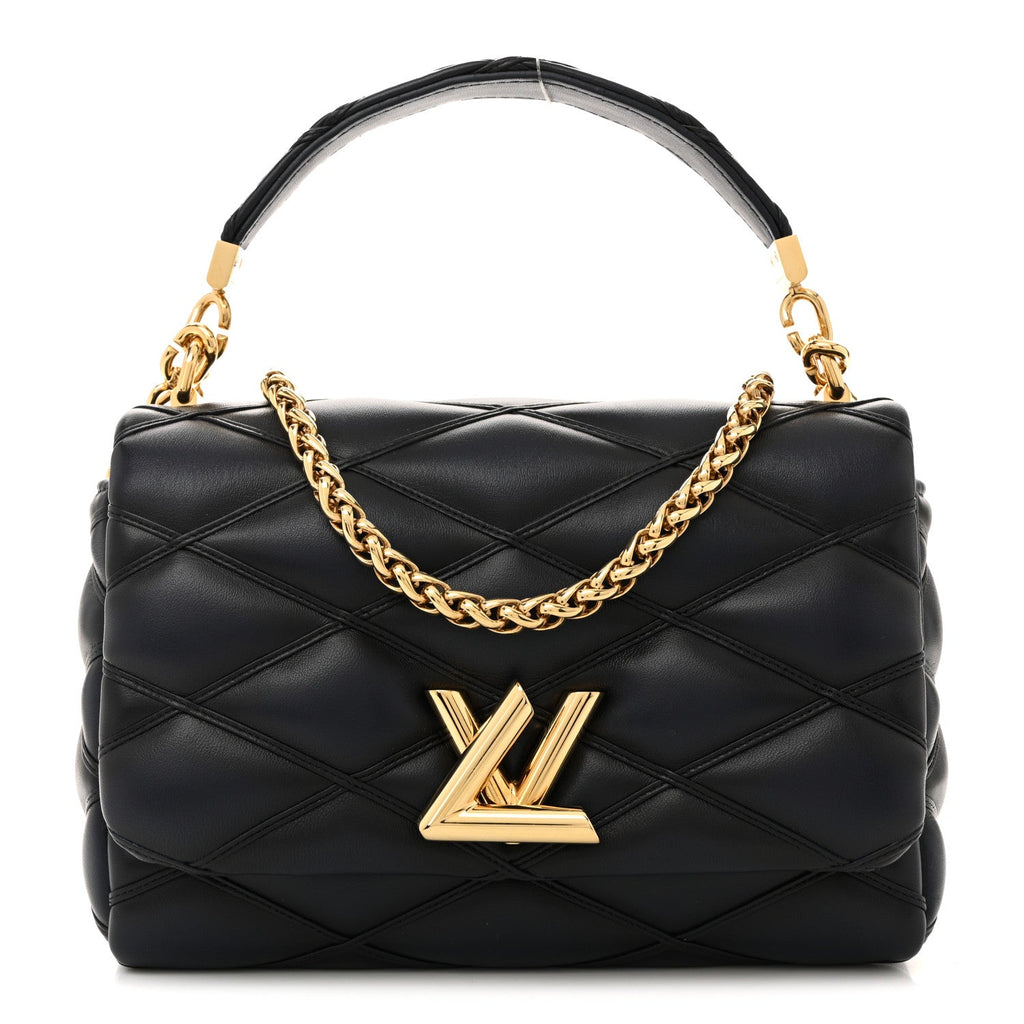 Louis Vuitton Lambskin Malletage Top Handle GO-14 MM Bleu Marine