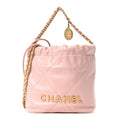 Chanel Shiny Calfskin Quilted Mini Chanel 22 Light Pink