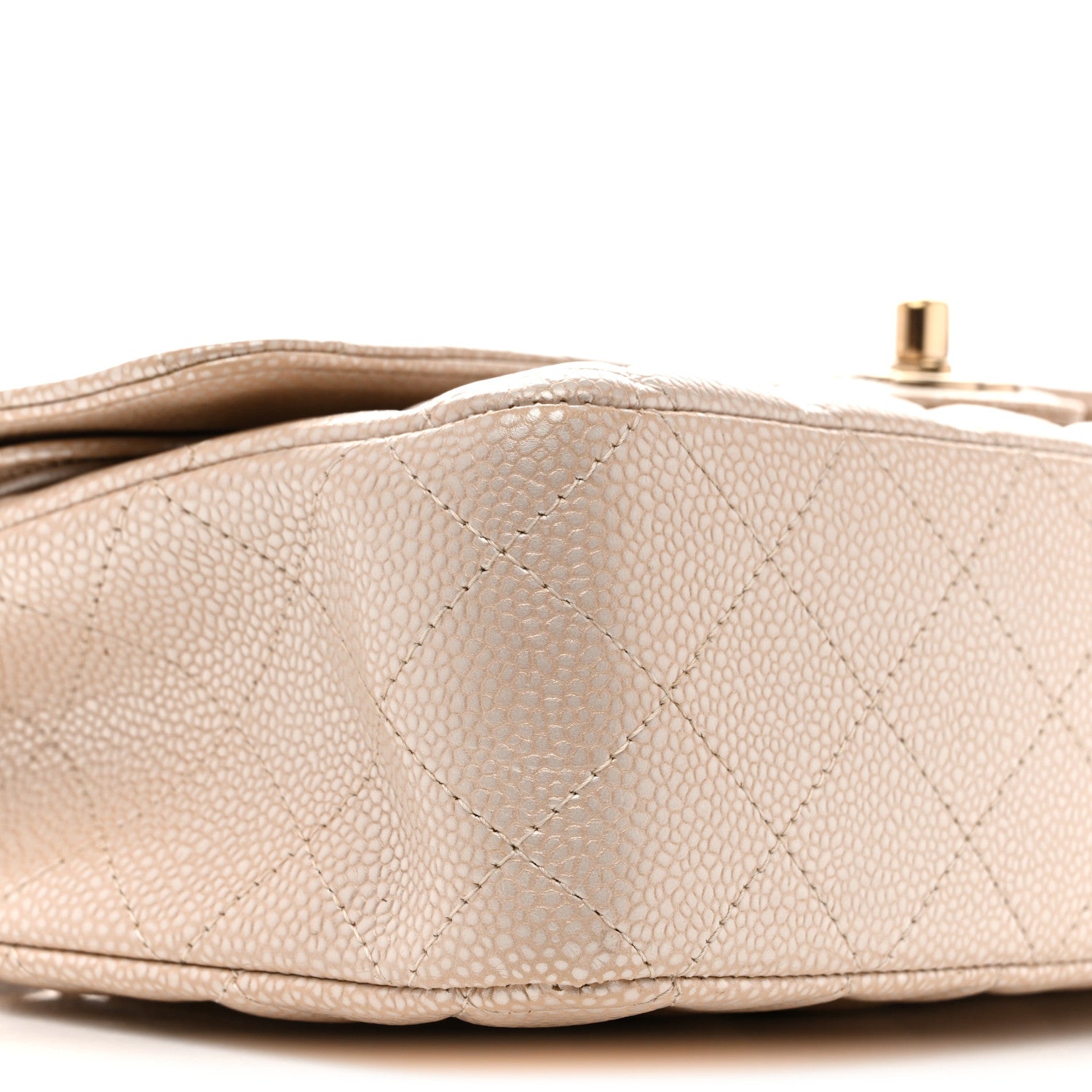 Chanel Pearly Caviar Quilted Medium Double Flap Light Beige