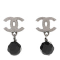 Beaded CC Drop Earrings Ruthenium Black