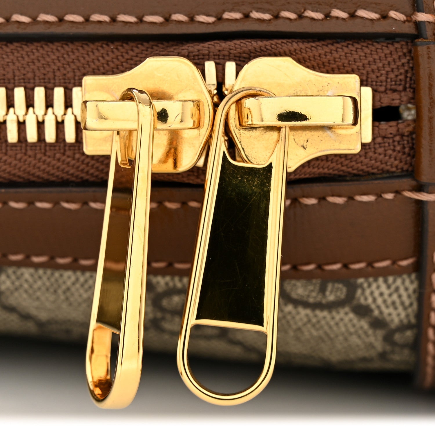 Gucci GG Supreme Monogram Azalea Calfskin Small Horsebit 1955 Top Handle Bag Beige Ebony Brown Sugar