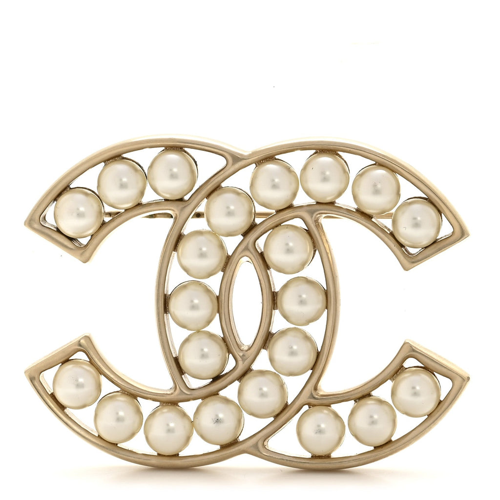 Pearl CC Brooch Light Gold